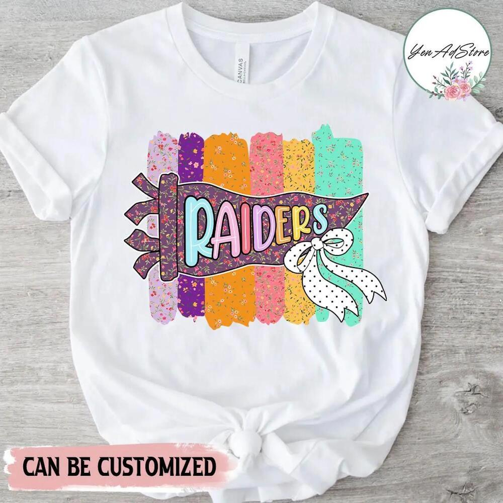 Floral Mascot Pennant Shirt, Preppy School Spirit Tee, Homecoming